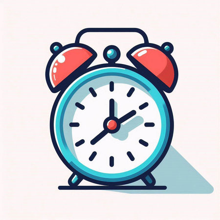 Alarm clock icon, vector illustration. Flat design style with shadow.