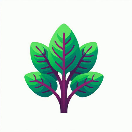 Green leaves on a white background. Vector illustration in cartoon style.