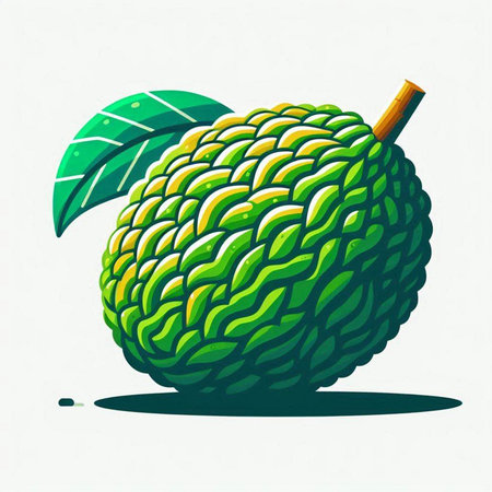 Custard apple vector illustration. Isolated on white background.