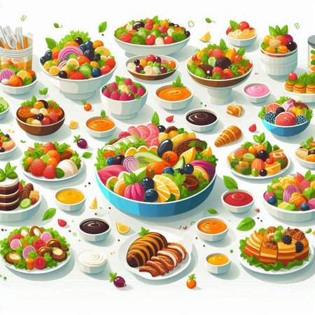 Desserts in bowls. Vector illustration of desserts in bowls.