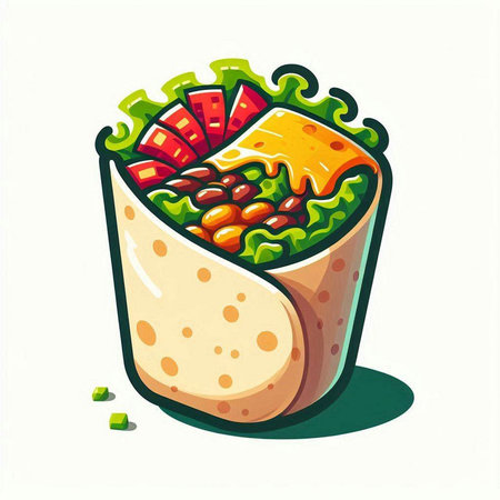 Illustration of a mexican burrito. Vector illustration.