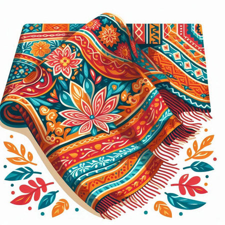 Vector illustration of a colorful scarf isolated on white background. Hand-drawn illustration.
