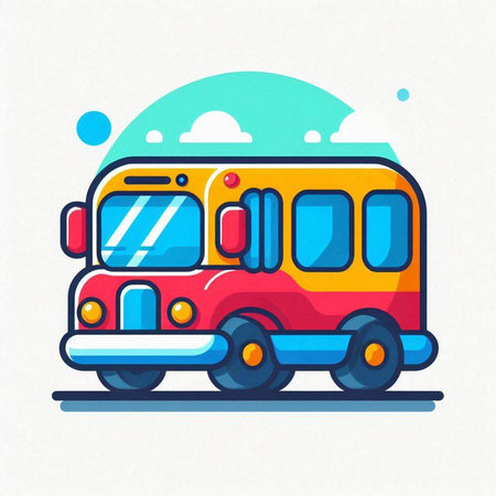 School bus icon in flat style. Vector illustration of school bus.
