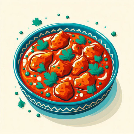Meatballs in tomato sauce in a bowl. Vector illustration of a cartoon style.