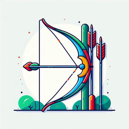 Archery vector icon in flat style. Arrow, bow and arrow in cartoon style.