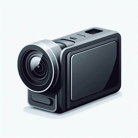 Digital camera on a white background. Vector illustration. Eps 10.
