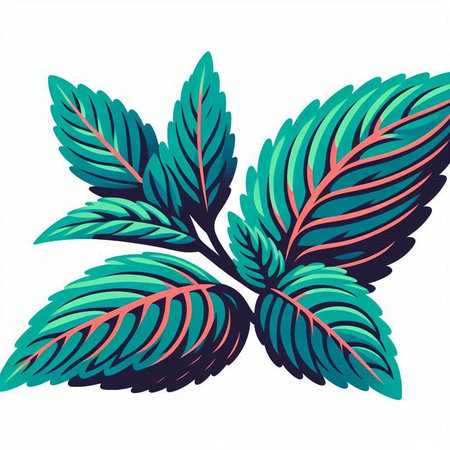 Vector illustration of mint leaves. Isolated on a white background.