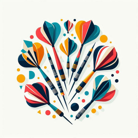 Colorful darts in the circle. Vector illustration. Eps 10.