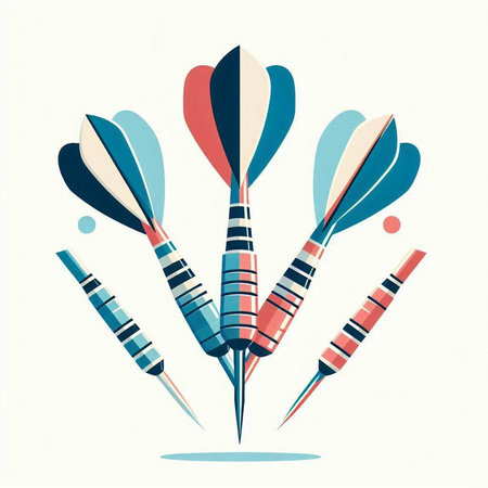 Darts in the form of arrows on a white background. Vector illustration.