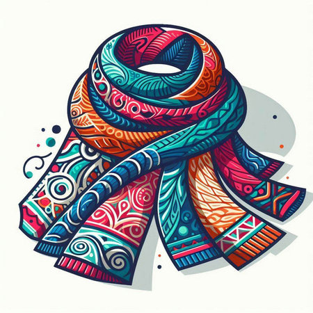 Tribal Scarf. Hand drawn illustration. Vector illustration.