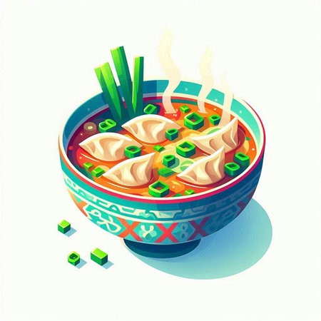 Vector illustration of dumplings in a bowl on a white backgroundのイラスト素材
