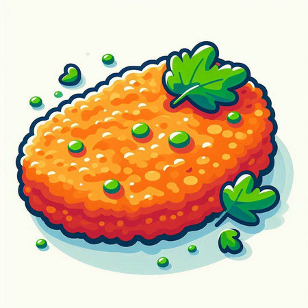 Illustration of a carrot tartare with parsley on a white background