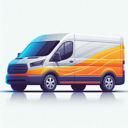 Modern van on a white background. Vector illustration. Eps 10.