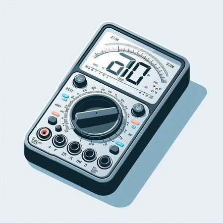 Digital multimeter on a white background. 3D rendering. Computer digital drawing.