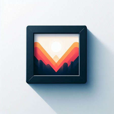 Image of a picture frame on the wall. 3D rendering.