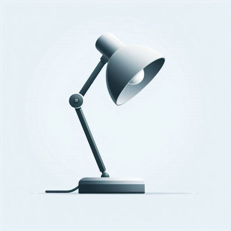 Vector illustration of a desk lamp on a white background. Light bulb.
