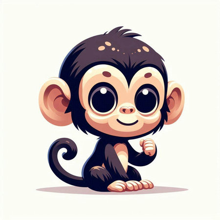 Cute little monkey. Cartoon vector illustration. Isolated on white background.