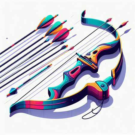 Vector illustration of a bow and arrow on a white background. Eps 10