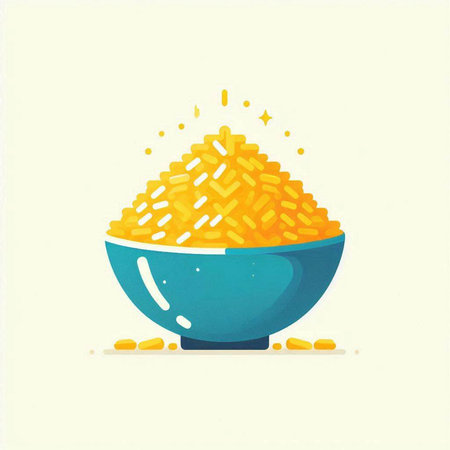 Illustration of a bowl of rice on a white background. Vector illustration