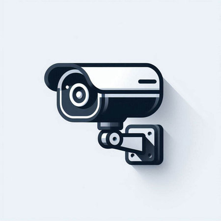 CCTV security camera icon, flat design. Vector Illustration.