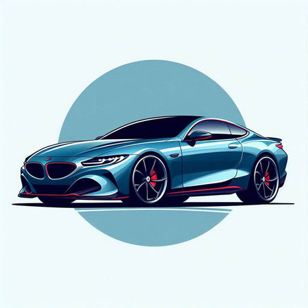 Sketch of a sports car on a light background. Vector illustration