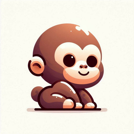 Cute cartoon monkey. Vector illustration isolated on a white background.