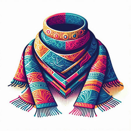 Colorful scarf isolated on white background. Hand drawn illustration for your design