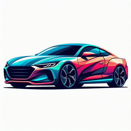 Vector illustration of a brand-less generic concept car in the studio.