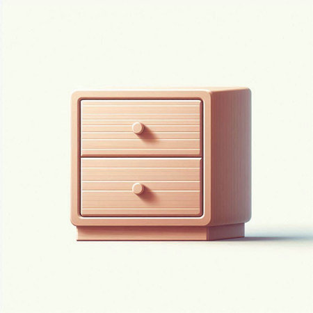 Wooden chest of drawers on white background. 3d illustration