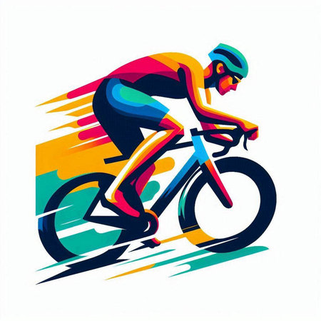 Cyclist riding a bicycle, vector illustration. Sport and active lifestyle.