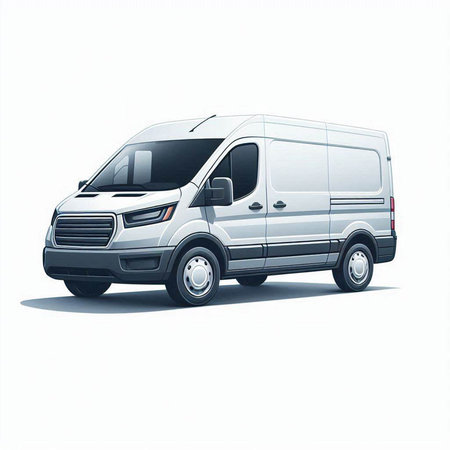 White commercial delivery van isolated on a white background. Vector illustration.