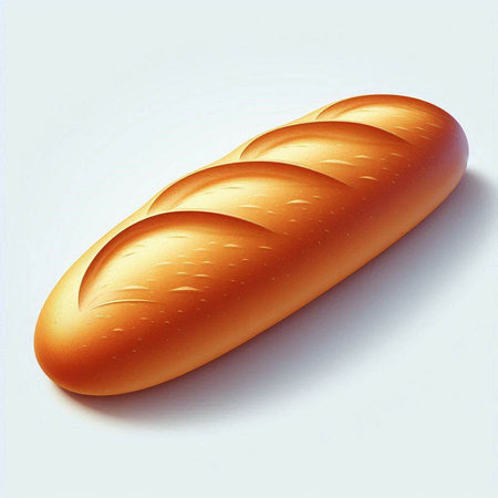 Illustration of a fresh loaf of bread on a white background.