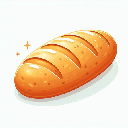 Illustration of a fresh baked loaf of bread on a white background