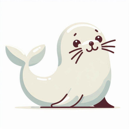Cute seal on white background. Vector illustration in flat style.のイラスト素材