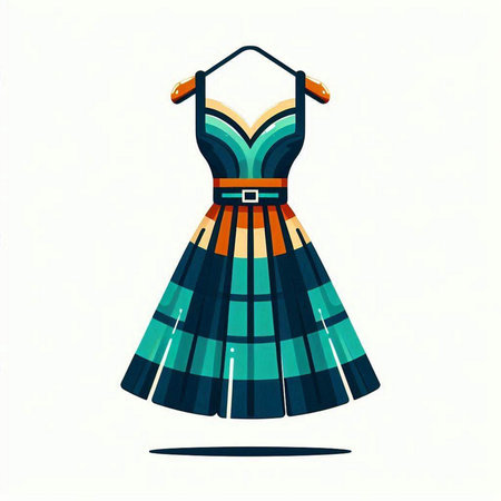 Illustration of a beautiful dress on a hanger. Vector illustrationのイラスト素材