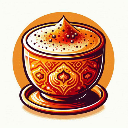 Cup of cappuccino in retro style. Vector illustration.