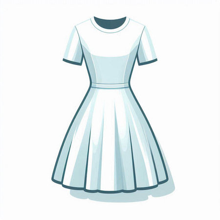 Illustration of a white dress on a white background, vector illustrationのイラスト素材