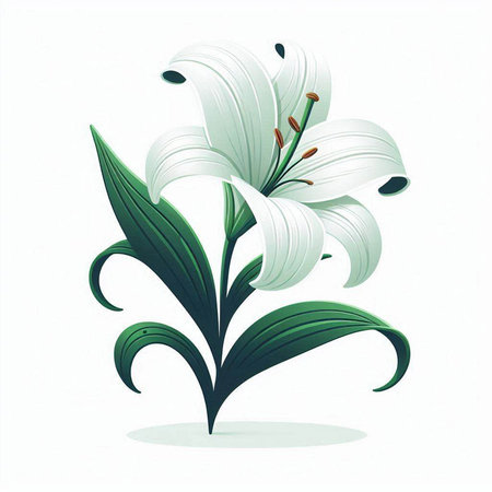 White lily isolated on white background. Hand drawn vector illustration.のイラスト素材