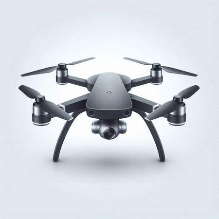 Drone with digital camera on a white background. 3d rendering