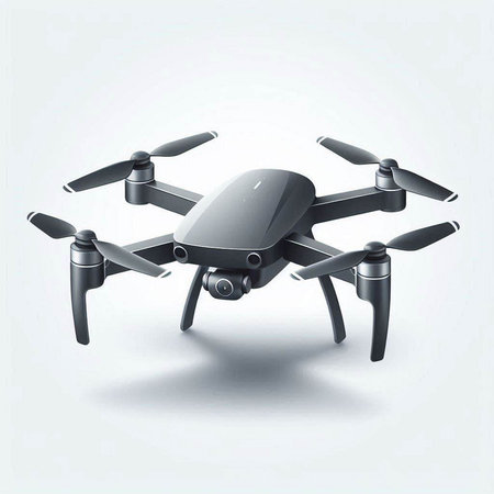 Drone with camera on a white background. 3d rendering.