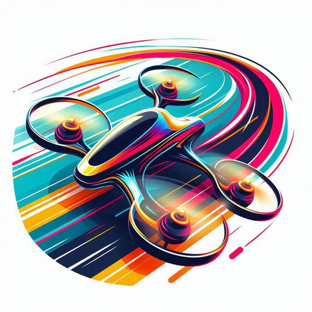 Drone on abstract colorful background. Vector illustration. Eps 10.