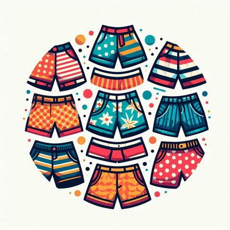 Circle of swimming trunks. Vector illustration in flat style.