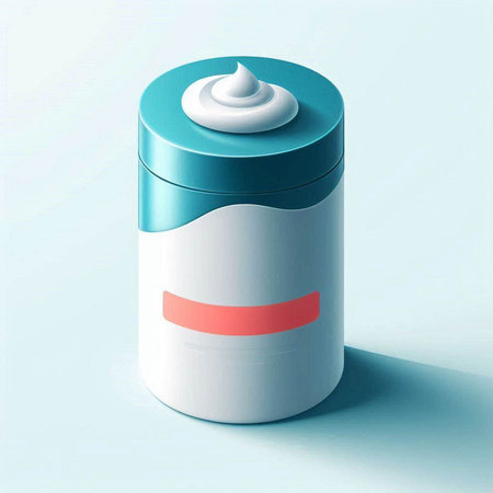 cosmetic bottle with cream on blue background. 3d illustration.