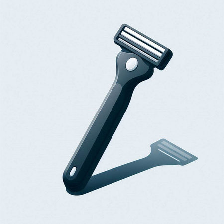 Vector illustration of a shaving razor on a light blue background. Eps 10