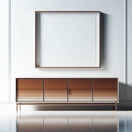 3d render of a wooden chest of drawers in the interior