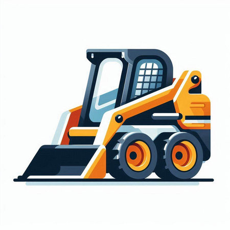 Vector illustration of a yellow excavator on a white background. Construction equipment.