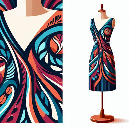 Seamless pattern with fashion mannequin. Vector illustration.