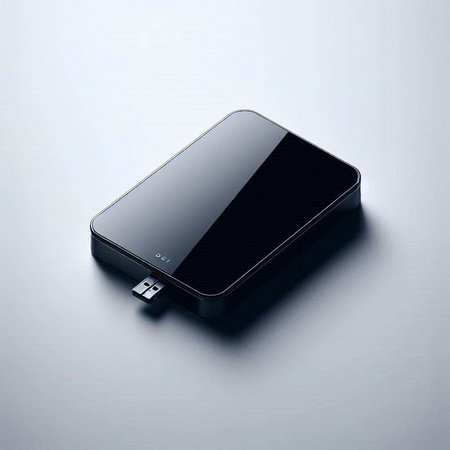 Black power bank isolated on white background. 3d render illustration.