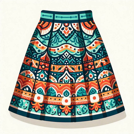 Skirt with ethnic pattern. Hand drawn vector illustration for your design