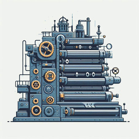 Industrial machine. Vector illustration in retro style. Isolated on white background.